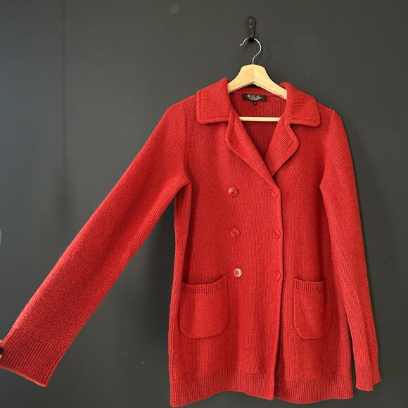 Loro Piana Baby Cashmere Double Breasted Cardigan Rust Size 40 - Picture 8 of 15